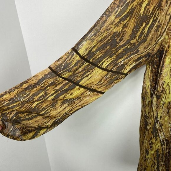 ANTHROPOLOGIE Love Sam Silk and Leather Bohemian Printed Brown Yellow Black S - Picture 10 of 14